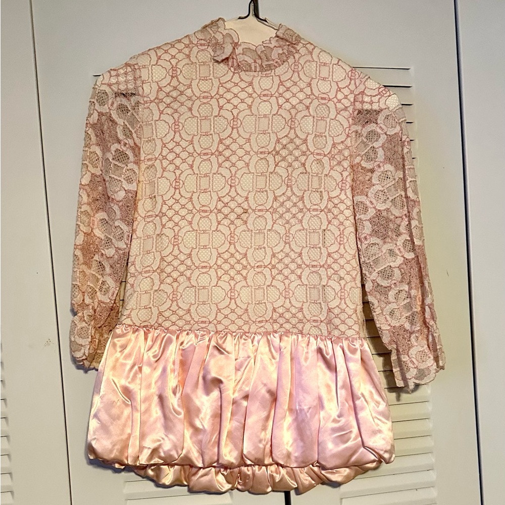 Vintage Elegant Pink Lace Kids Formal Dress
